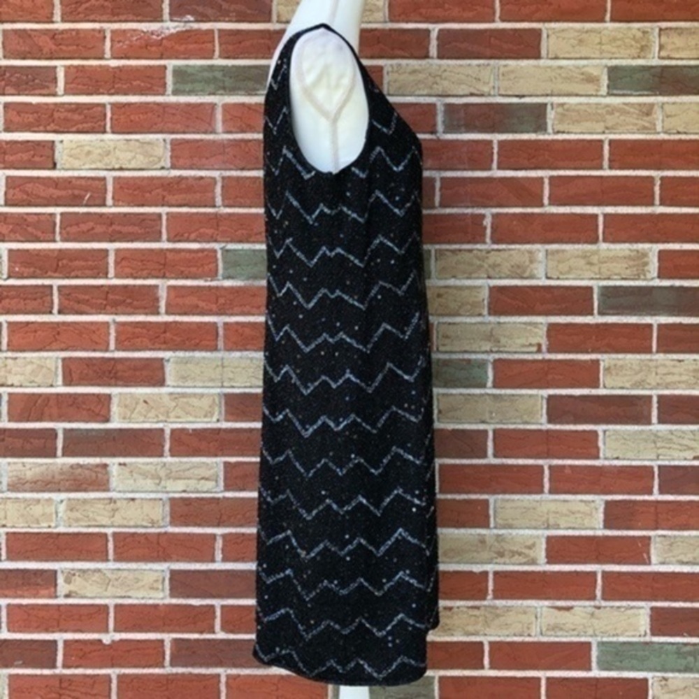 JKARA New York Beaded Sequin Round Neck Black Sleeveless Mini Dress 👗 - Picture 5 of 12